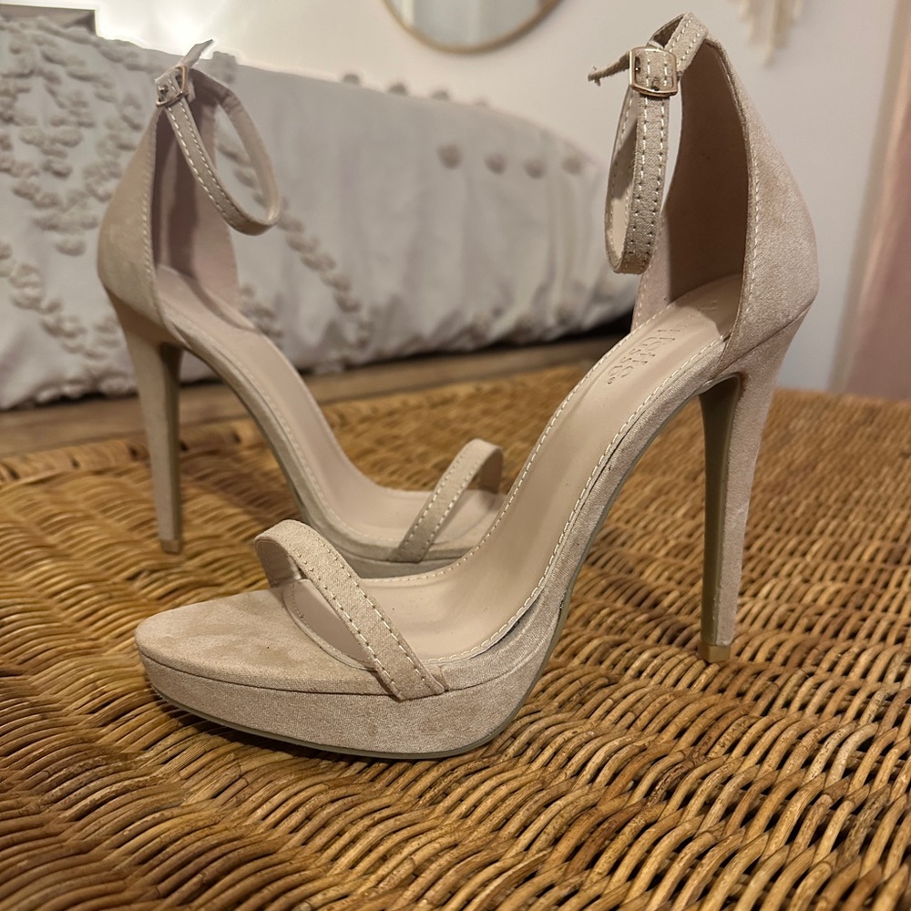 Nude Platform Ankle Strap Heel